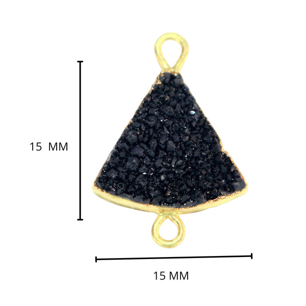Black druzy natural bezel charms connectors, 15mm bell-shaped 24k gold electroplated women jewelry-making earrings, bracelets, necklaces, and DIY crafts.