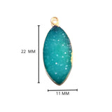 Green Druzy Stone Necklace for Jewelry Making 11X22mm Marquise/Evil Eye Bezel Charms Connectors 24K Gold Plated Over 925 Sterling Silver