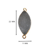 Gray druzy natural bezel charms connectors, 1X22mm marquise-evil-eye-shaped 24k gold electroplated women jewelry-making earrings, bracelets, necklaces, and DIY crafts.