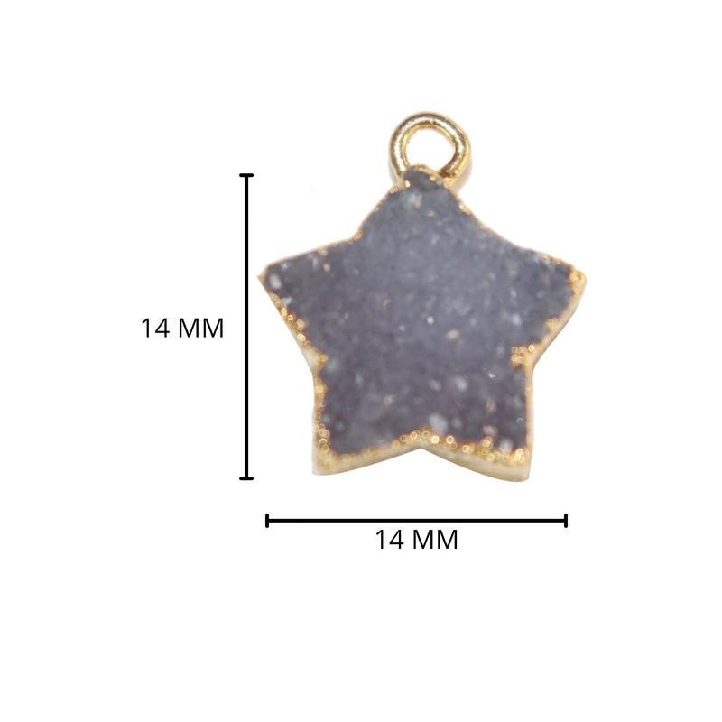 24k Gold Electroplated -Kissed Gray Druzy - Handmade Pendant Necklace - Gothy Elegance & Jewelry Gift
