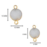 24K Gold Plated Sterling Silver White Druzy Charm Connector (8mm-18mm)