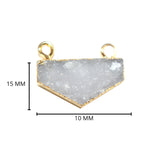 Gray druzy natural bezel charms connectors, 10X15mm hexagon-shaped 24k gold electroplated women jewelry-making earrings, bracelets, necklaces, and DIY crafts.