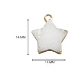 White druzy natural bezel charms connectors, 14mm star-shaped 24k gold electroplated women jewelry-making earrings, bracelets, necklaces, and DIY crafts.
