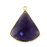 Amethyst Stone Necklace for Jewelry Making 20X20mm Bell Bezel Charms Pendants Connectors 24K Gold Plated Over 925 Sterling Silver