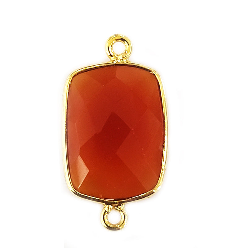 Carnelian Rectangle/Bar Pendant - Boho Chic Gemstone Necklace with 24kt Gold Elegance