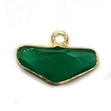 Green Onyx Chevron/Half Hexagon Pendant - Boho Chic Gemstone Necklace with 24kt Gold Elegance