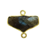 Labradorite Chevron/Half Hexagon Pendant - Boho Chic Gemstone Necklace with 24kt Gold Elegance