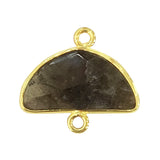 Labradorite Moon/Crescent Pendant - Boho Chic Gemstone Necklace with 24kt Gold Elegance