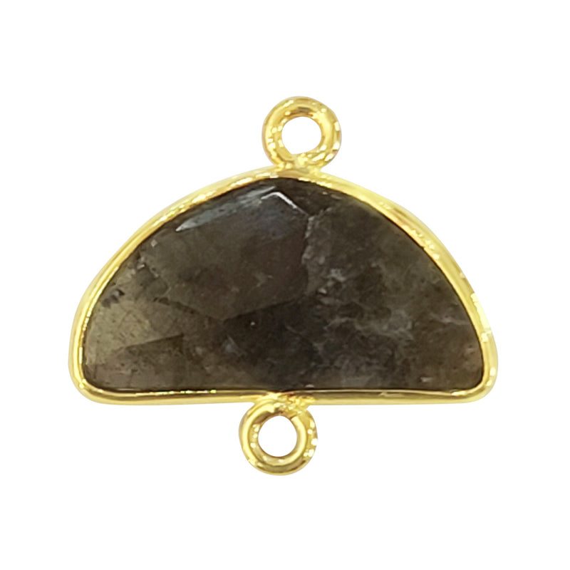 Labradorite Moon/Crescent Pendant - Boho Chic Gemstone Necklace with 24kt Gold Elegance