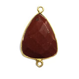 Red Jasper Stone Necklace for Jewelry Making 15X20mm Triangle Bezel Charms Pendants Connectors 24K Gold Plated Over 925 Sterling Silver
