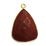 Red Jasper Stone Necklace for Jewelry Making 15X20mm Triangle Bezel Charms Pendants Connectors 24K Gold Plated Over 925 Sterling Silver
