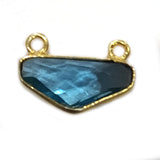 Blue Topaz Chevron Pendant, 24K Gold Plated Sterling Silver (10x15mm)
