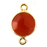 Carnelian Coin/Round Pendant - Boho Chic Gemstone Necklace with 24kt Gold Elegance