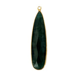 Emerald Pear/Flat Teardrop Pendant - Boho Chic Gemstone Necklace with 24kt Gold Elegance