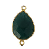 Emerald Pear/Flat Teardrop Pendant - Boho Chic Gemstone Necklace with 24kt Gold Elegance