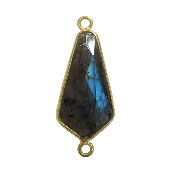 Labradorite Tie Pendant - Boho Chic Gemstone Necklace with 24kt Gold Elegance