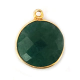 Emerald Stone Necklace for Jewelry Making 15mm Coin/Round Bezel Charms Pendants Connectors 24K Gold Plated Over 925 Sterling Silver