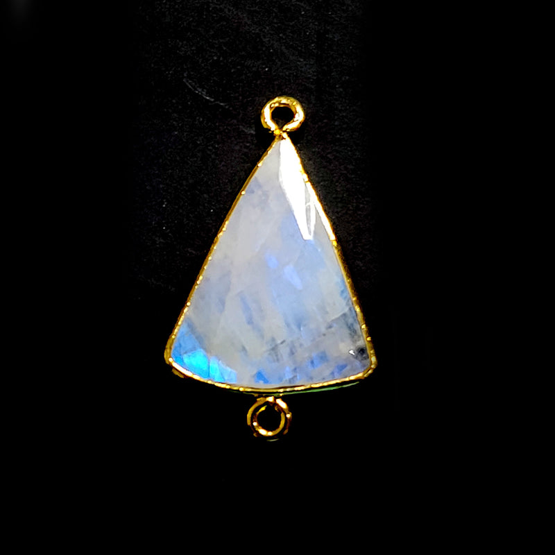 Rainbow Moonstone Stone Necklace for Jewelry Making 15X20mm 18X25mm Triangle Bezel Charms Pendants 24K Gold Plated Over 925 Sterling Silver