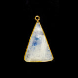 Rainbow Moonstone Stone Necklace for Jewelry Making 15X20mm 18X25mm Triangle Bezel Charms Pendants 24K Gold Plated Over 925 Sterling Silver