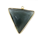 London Blue Topaz Stone Necklace for Jewelry Making 15mm 25X25mm Triangle Bezel Charms Pendants 24K Gold Plated Over 925 Sterling Silver