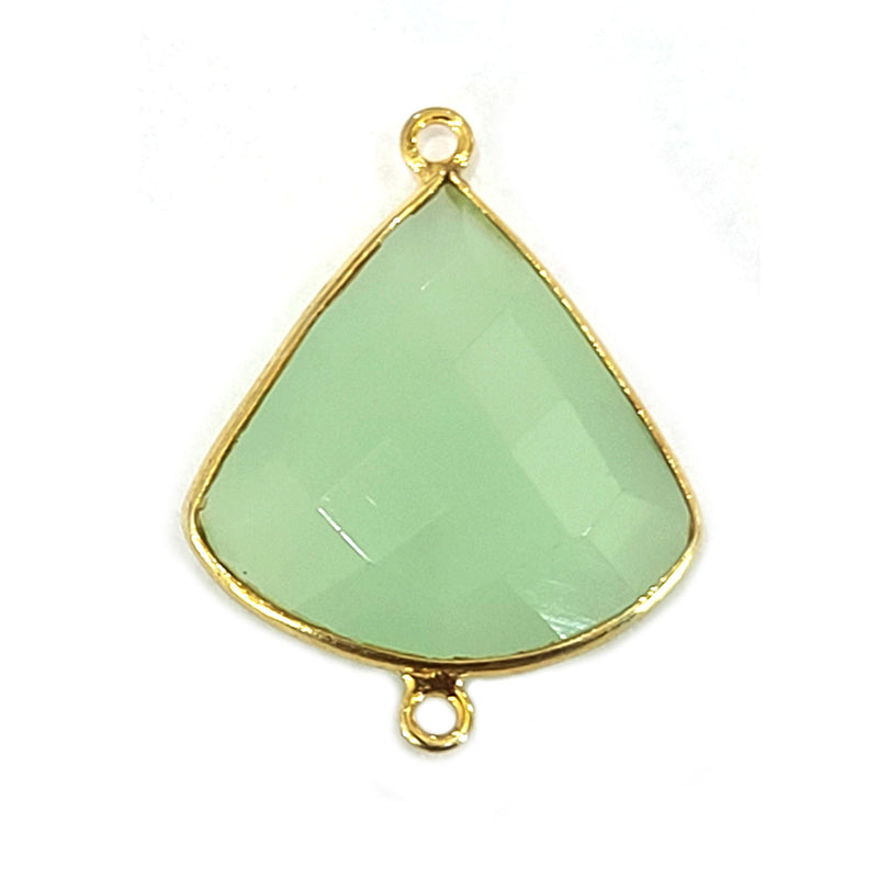 Green Chalcedony Stone Necklace for Jewelry Making 20X20mm Bell Bezel Charms Pendants Connectors 24K Gold Plated Over 925 Sterling Silver