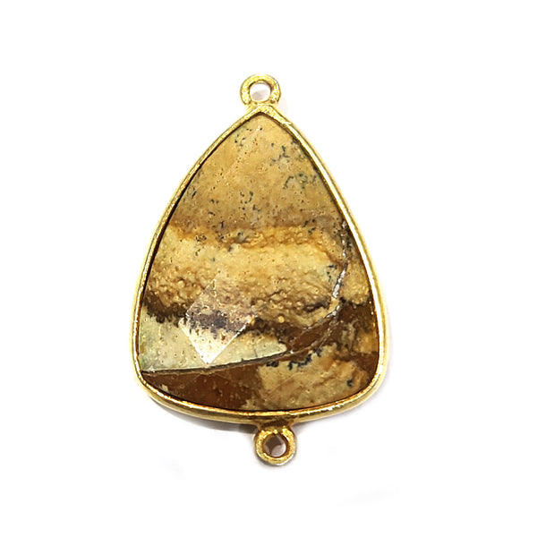 Picture Jasper Stone Necklace for Jewelry Making 15X20mm 18X25mm Triangle Bezel Charms Pendants 24K Gold Plated Over 925 Sterling Silver