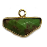 Green Turquoise Chevron/Half Hexagon Pendant - Boho Chic Gemstone Necklace with 24kt Gold Elegance