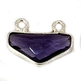 Amethyst Chevron Pendant, 925 Sterling Silver Bezel (10x15mm)