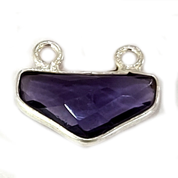 Amethyst Chevron Pendant, 925 Sterling Silver Bezel (10x15mm)