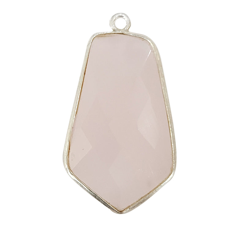Pink Chalcedony Stone Necklace for Jewelry Making 15X20mm Tie Bezel Charms Pendants Connectors 925 Sterling Silver