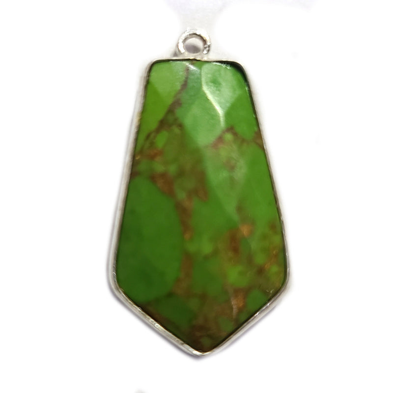 Green Turquoise Tie Pendant - Boho Chic Gemstone Necklace with 925 Sterling Silver Elegance