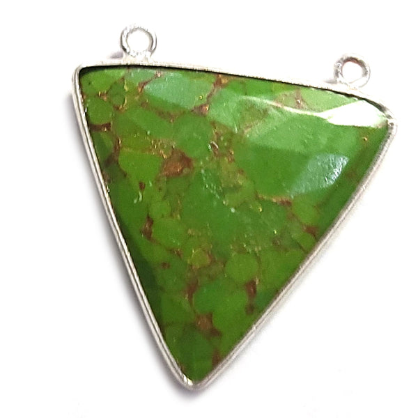 Green Turquoise Triangle Pendant - Boho Chic Gemstone Necklace with 925 Sterling Silver Elegance