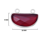 Garnet Bezel Pendant - 925 Sterling Silver Crescent Moon Necklace