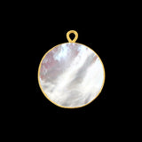 24K Gold Electroplated Mother Of Pearl Pendant - DIY Bezel Charm (10-18mm)