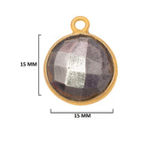 Pyrite Stone Necklace for Jewelry Making 11mm 15mm 18mm Coin/Round Bezel Charms Pendants 24K Gold Plated Over 925 Sterling Silver Chakra DIY