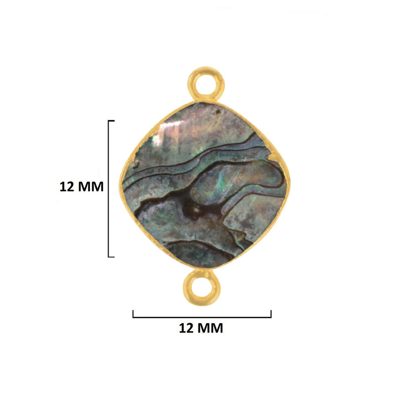 Abalone Shell Stone Necklace for Jewelry Making - 12mm 15mm 18mm Cushion/Diamond Bezel Charms Pendants 24K Gold Electroplated Chakra DIY