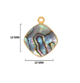 Abalone Shell Stone Necklace for Jewelry Making - 12mm 15mm 18mm Cushion/Diamond Bezel Charms Pendants 24K Gold Electroplated Chakra DIY