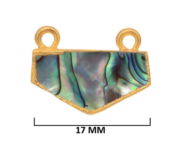 Abalone Shell Chevron Pendant – 24K Gold Electroplated Bezel, 17mm