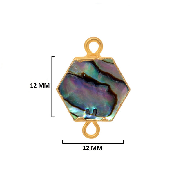Abalone Shell Stone Necklace for Jewelry Making - 12mm 15mm 18mm Hexagon Bezel Charms Pendants 24K Gold Electroplated Chakra DIY