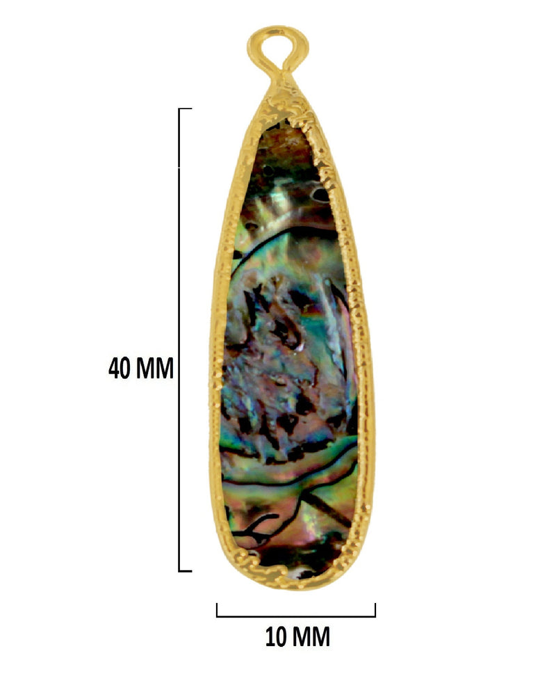 Abalone Shell Stone Necklace for Jewelry Making - 10X40 12X15 15X18 18X25 22X30 25X35 8X26mm Pear/Flat Teardrop Bezel 24K Gold Electroplated