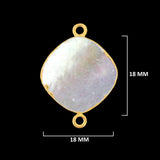 Mother Of Pearl Shell Stone Necklace for Jewelry Making - 12mm 15mm 18mm Cushion/Diamond Bezel Charms Pendants 24K Gold Electroplated DIY