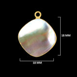 Mother Of Pearl Shell Stone Necklace for Jewelry Making - 12mm 15mm 18mm Cushion/Diamond Bezel Charms Pendants 24K Gold Electroplated DIY