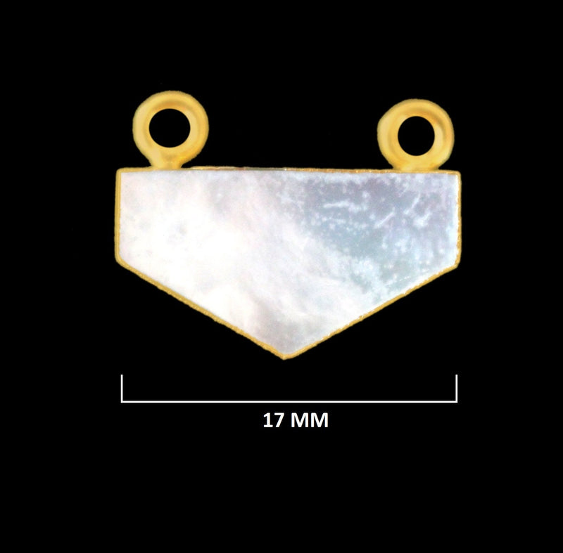 Mother Of Pearl Shell Stone Necklace for Jewelry Making - 17mm Chevron Bezel Charms Pendants 24K Gold Electroplated Chakra DIY
