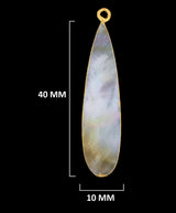24K Gold Electroplated Mother Of Pearl Teardrop Pendant, Jewelry Making