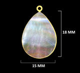 24K Gold Electroplated Mother Of Pearl Teardrop Pendant, Jewelry Making