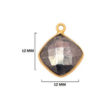 Pyrite Stone Necklace for Jewelry Making - 12mm 15mm 18mm Cushion/Diamond Bezel Charms Pendants 24K Gold Plated Over 925 Sterling Silver DIY