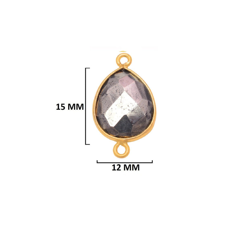 Pyrite Stone for Jewelry Making 10X40 12X15 15X18 18X25 22X30 25X35 8X26mm Pear/Flat Teardrop Bezel 24K Gold Plated Over 925 Sterling Silver