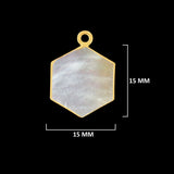 24K Gold Electroplated Mother of Pearl Hexagon Pendant - DIY Jewelry Making