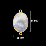 Gold Electroplated Mother of Pearl Charm, Oval Bezel Pendant