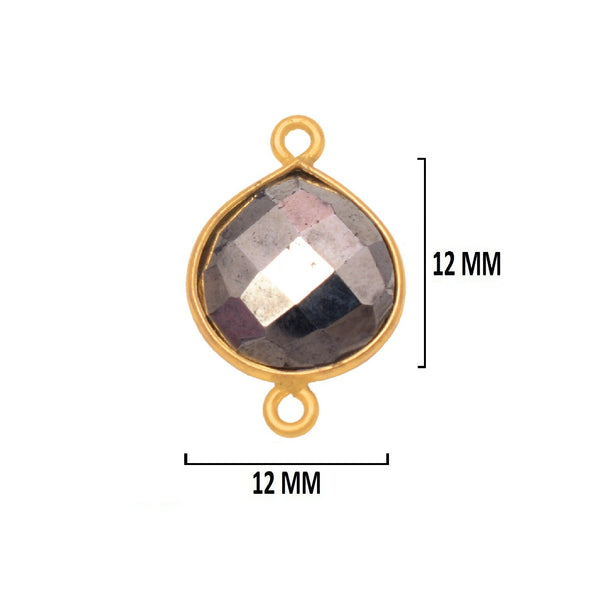 Pyrite Stone Necklace for Jewelry Making - 12mm 15mm 18mm 25mm 30mm Heart Bezel Charms Pendants 24K Gold Plated Over 925 Sterling Silver DIY